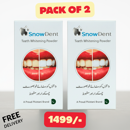 Snow Dent Teeth Whitening Powder - Pack of 2 (Save Rs. 500)